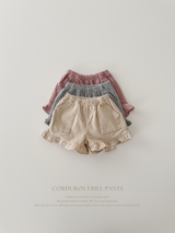 Corduroy frill pants