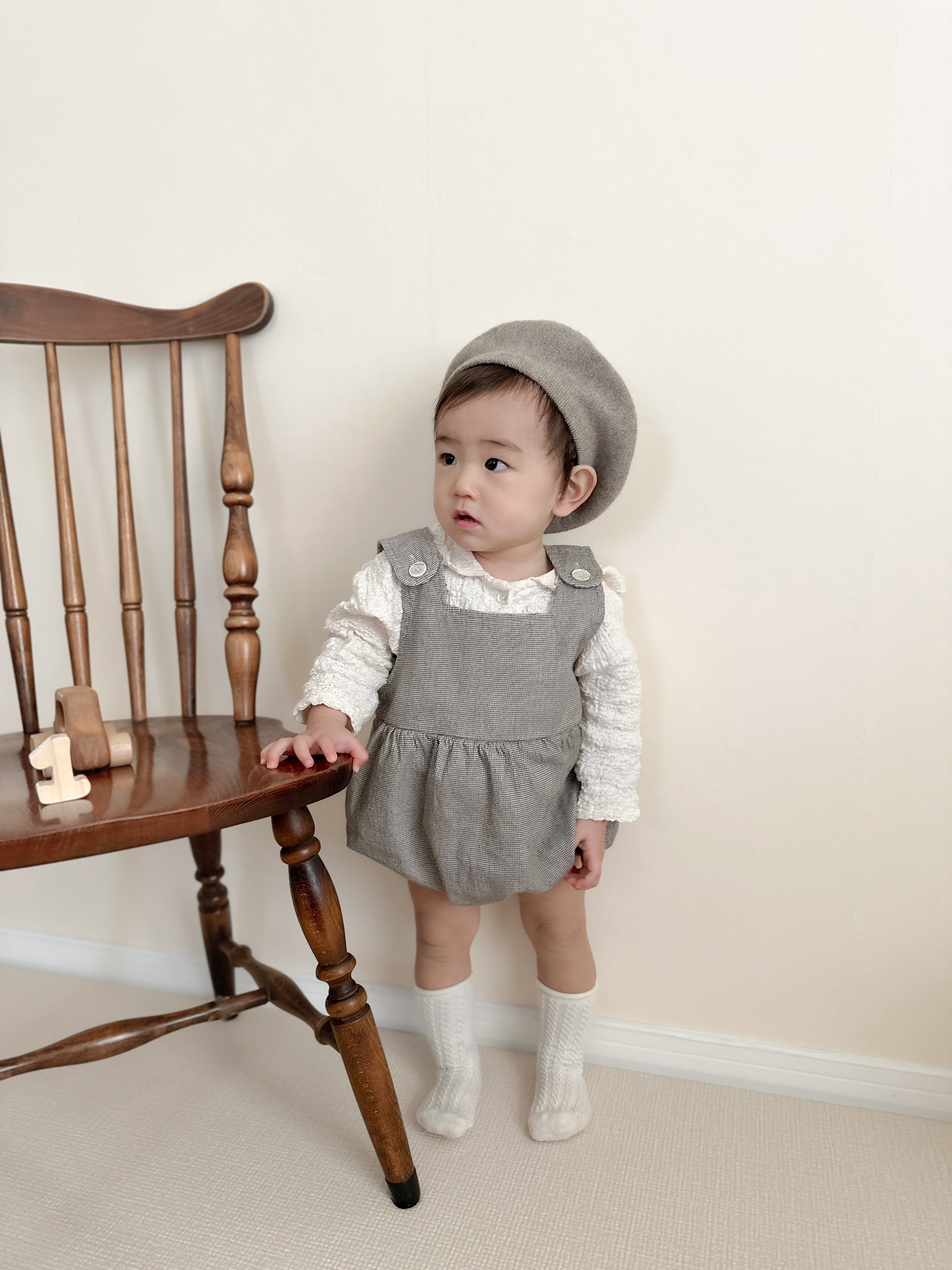 Mini check rompers