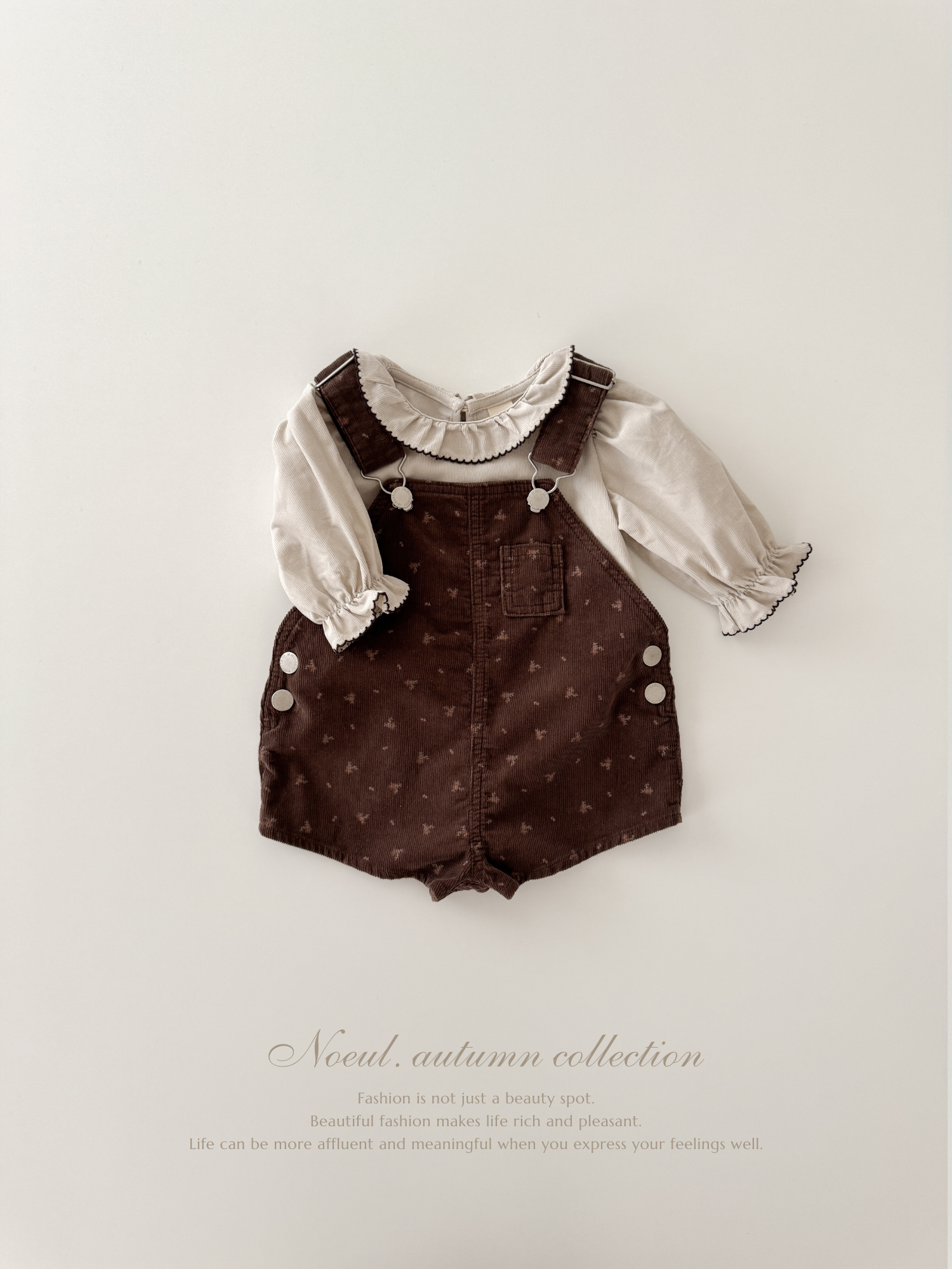 Corduroy berry short overall (flower)