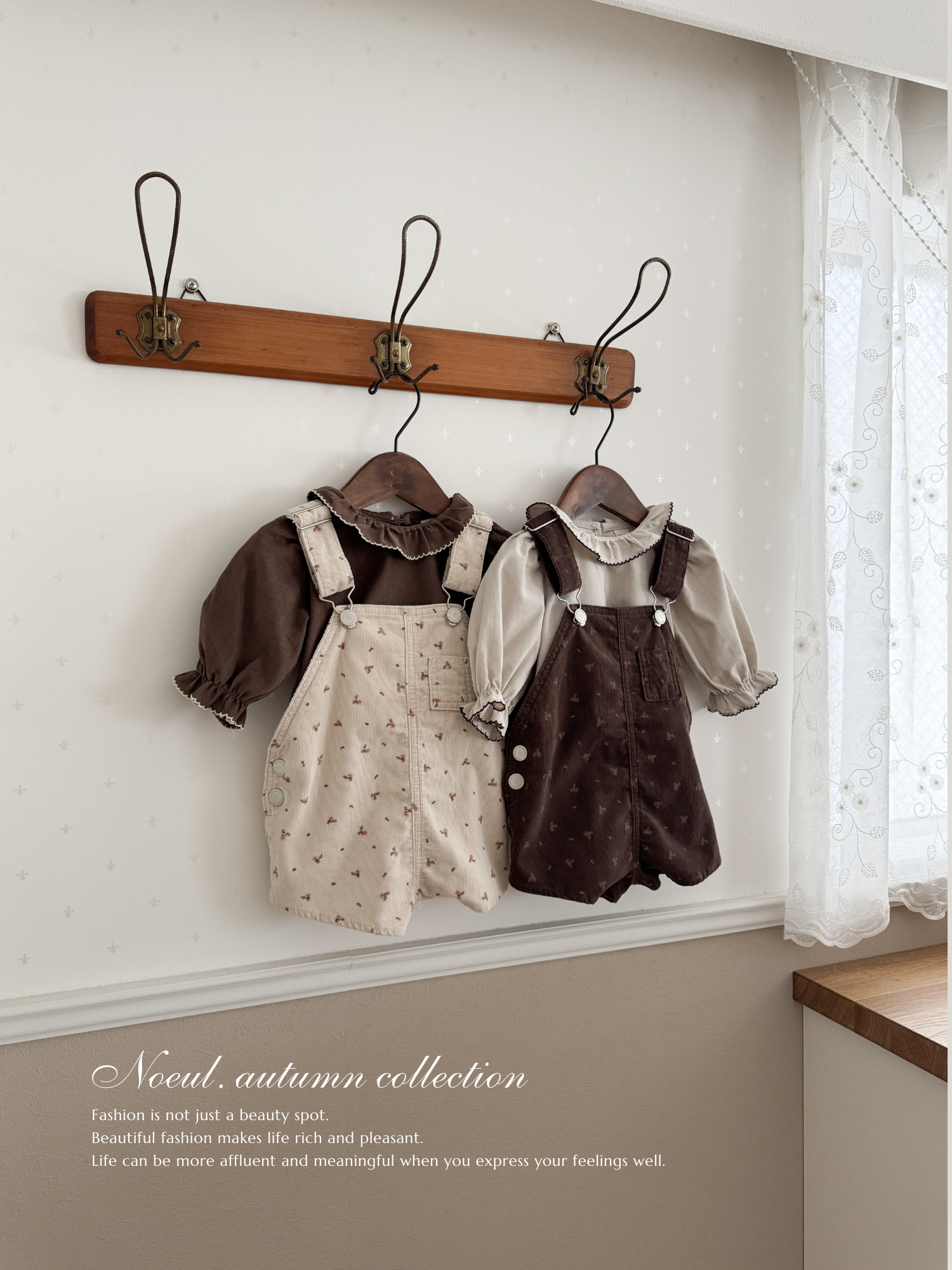 Corduroy berry short overall (flower)