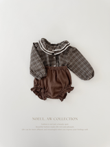Petit check frill blouse