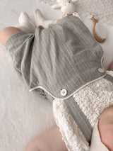 Stripe line suspender suit
