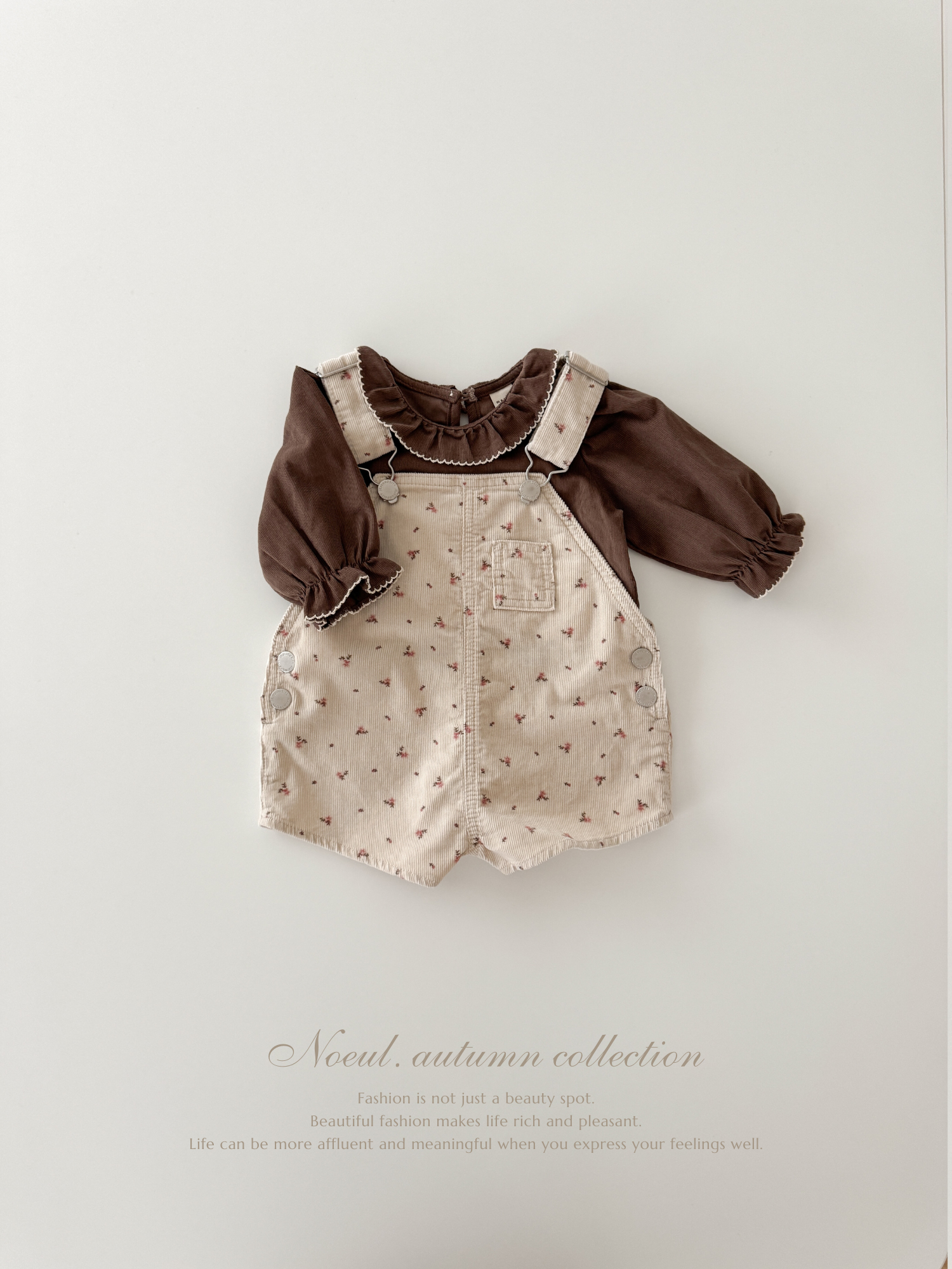 Corduroy berry short overall (flower)