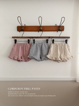 Corduroy frill pants