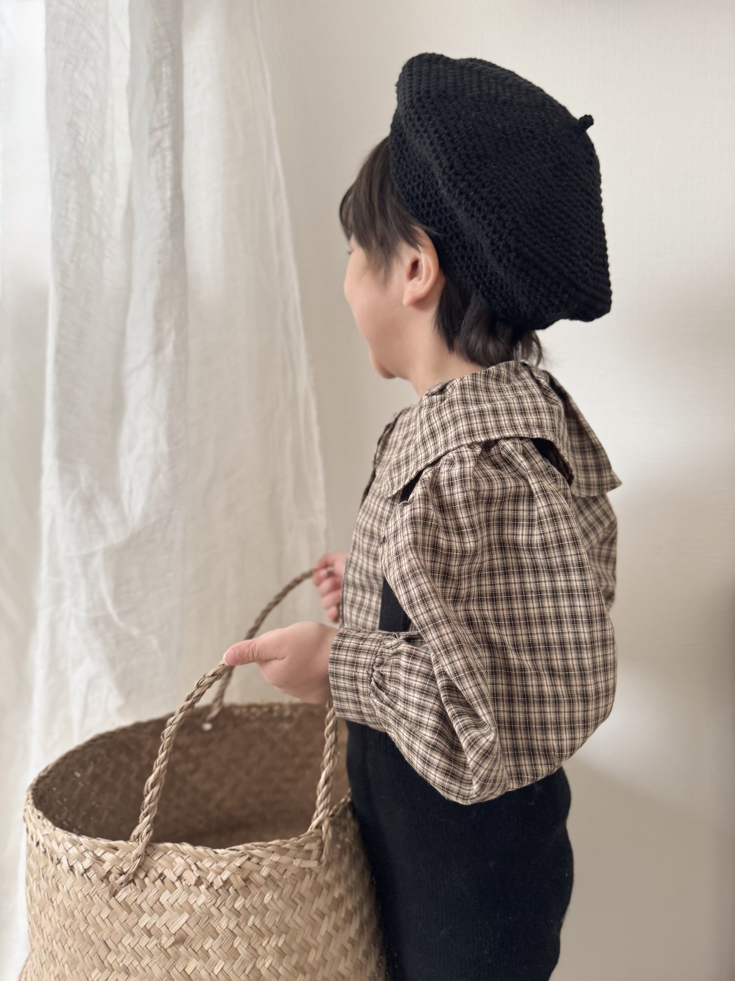 *Noeul.made* Check collar blouse