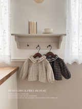 Petit check frill blouse