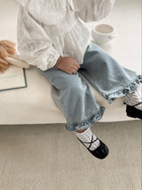 Straight frill pants