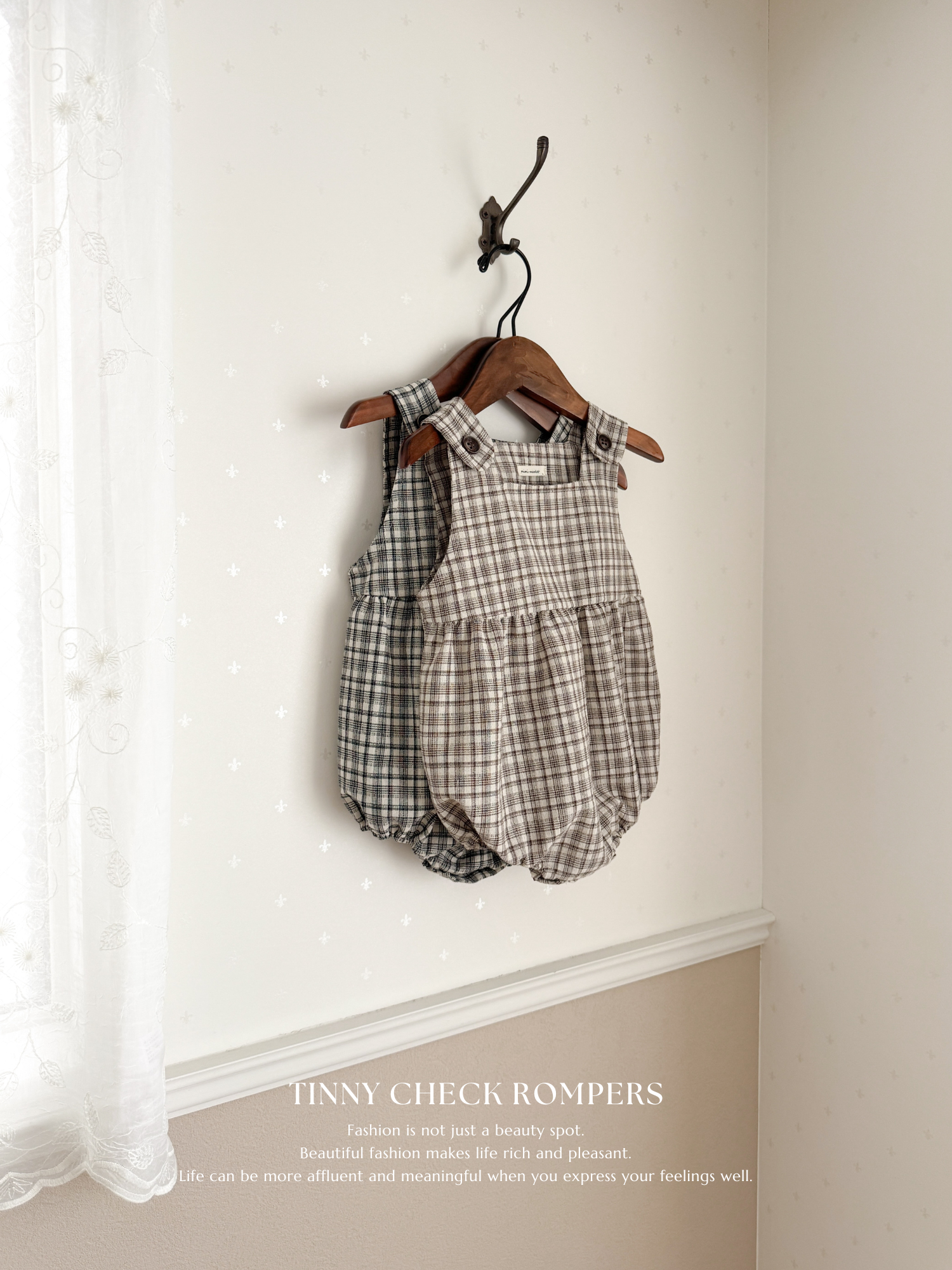 Tinny check rompers