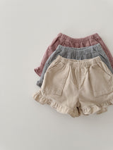 Corduroy frill pants