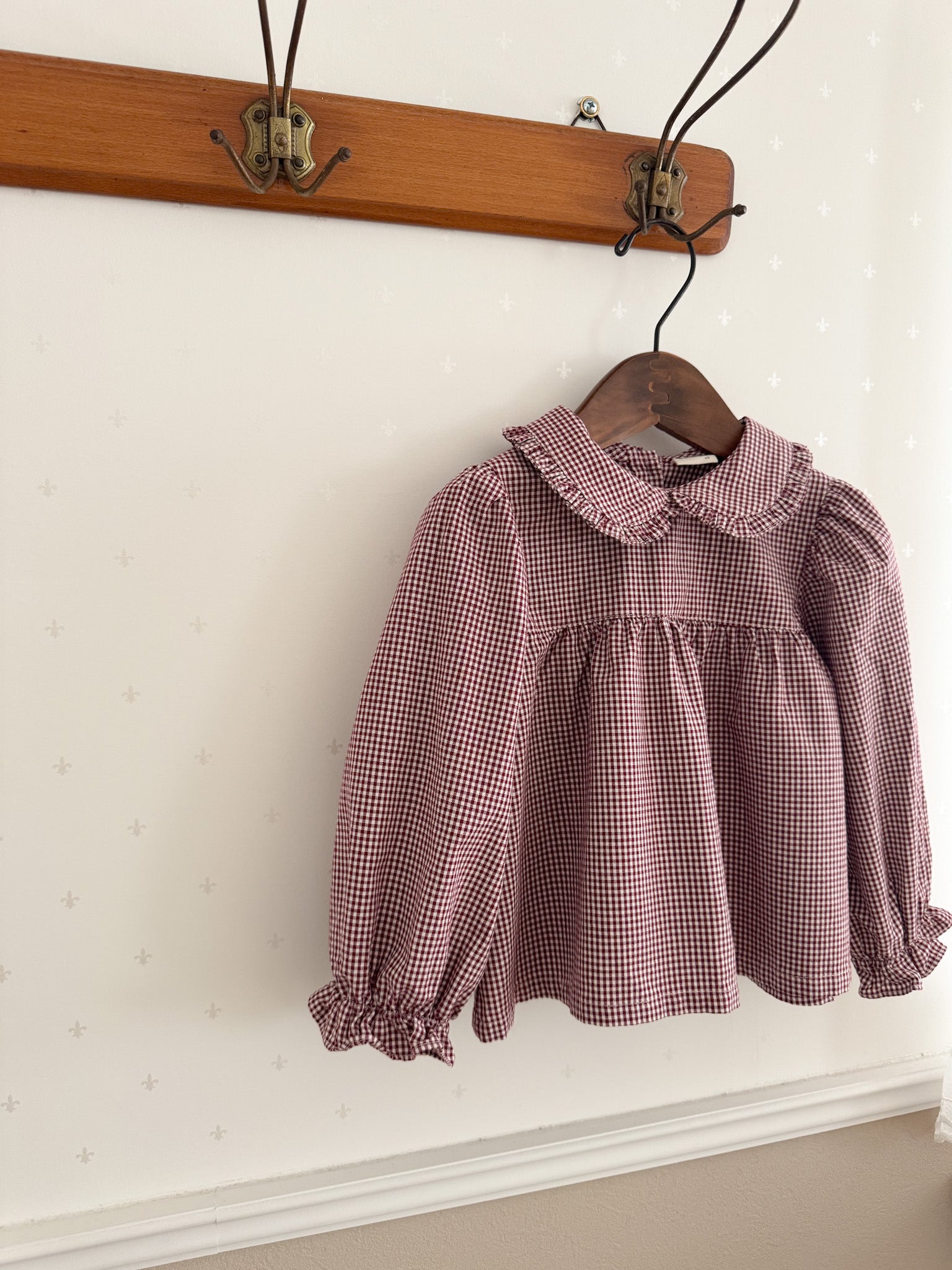 Candy frill check blouse