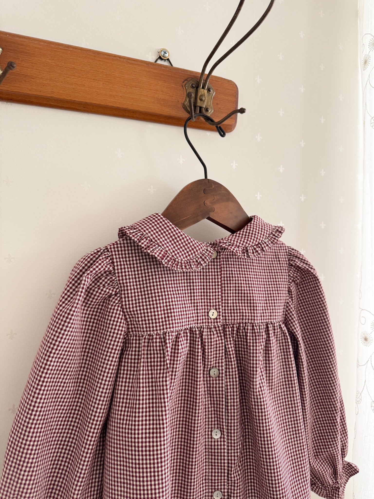 Candy frill check blouse