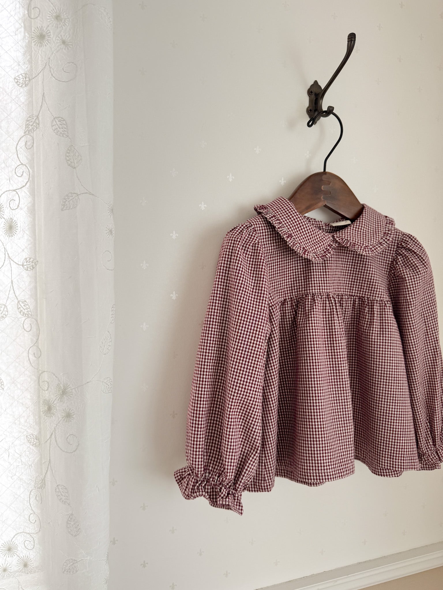 Candy frill check blouse