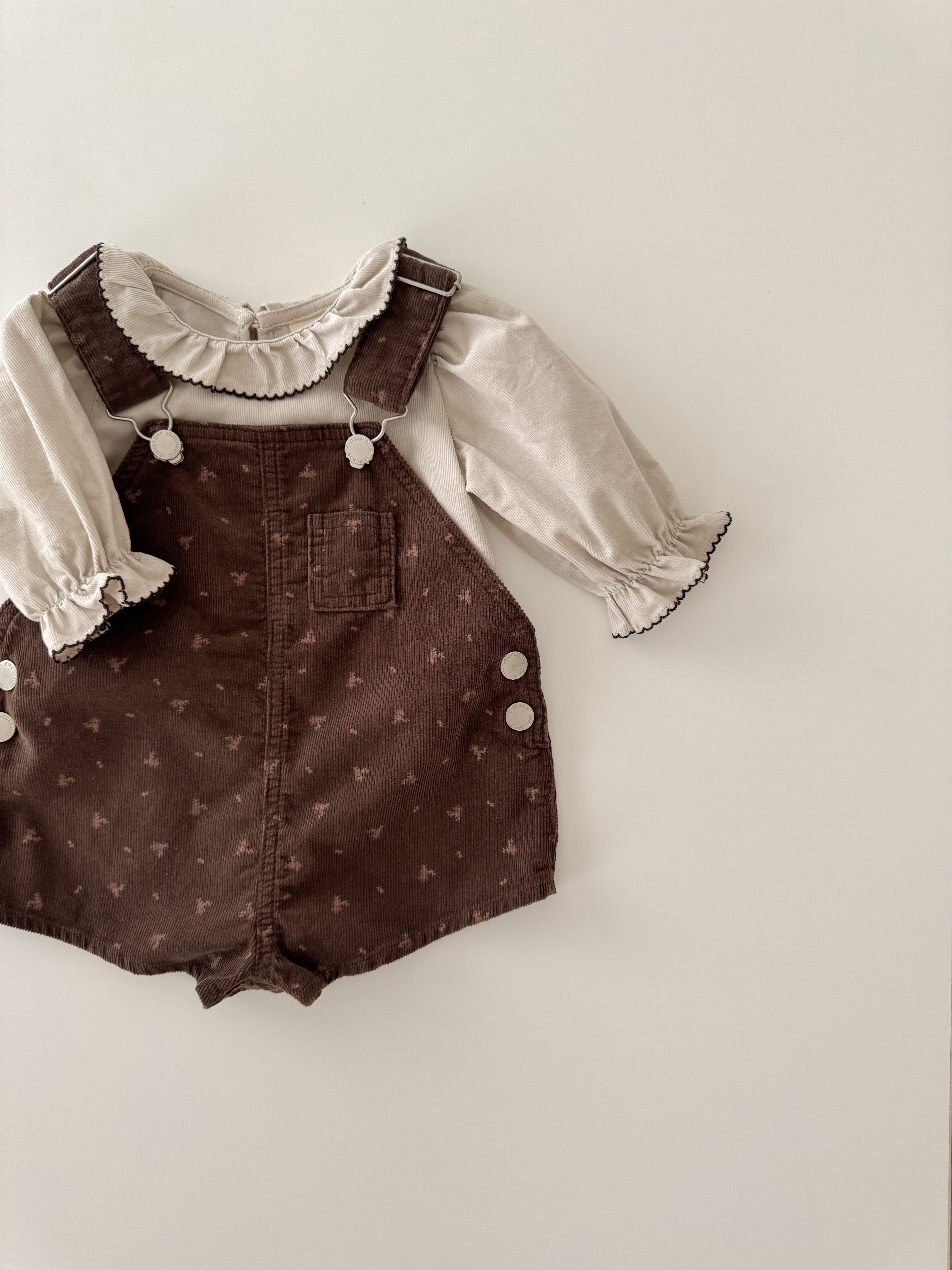 Corduroy berry short overall (flower)