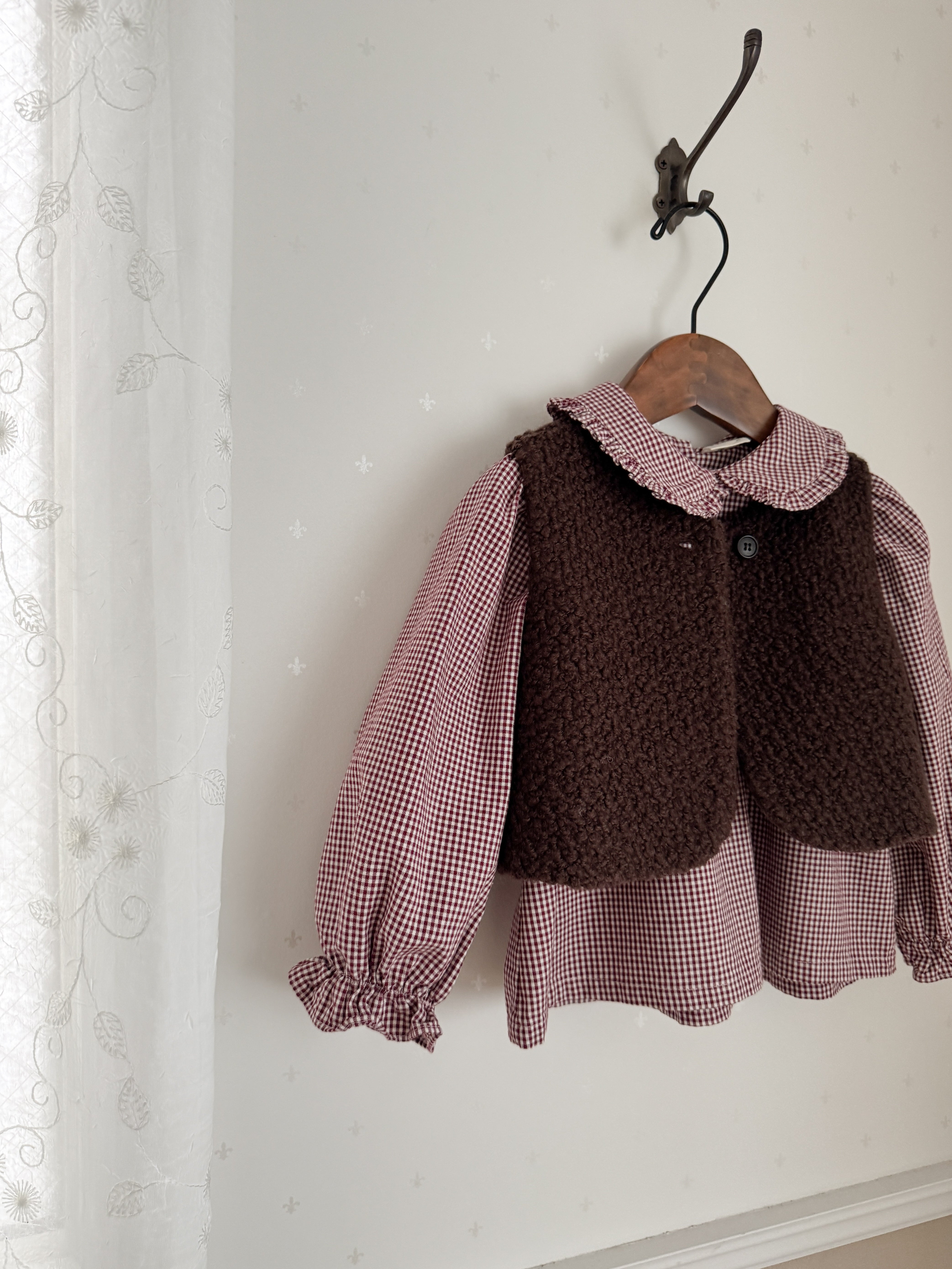 Candy frill check blouse