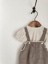 Stripe line suspender suit