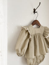 Dot frill blouse & bloomer set