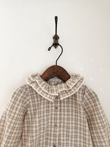 Petit check frill blouse