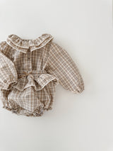 Petit check frill blouse