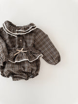 Petit check frill blouse
