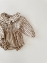 Petit check frill blouse