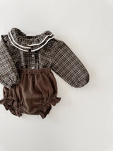 Petit check frill blouse