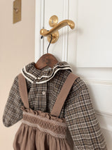 Petit check frill blouse
