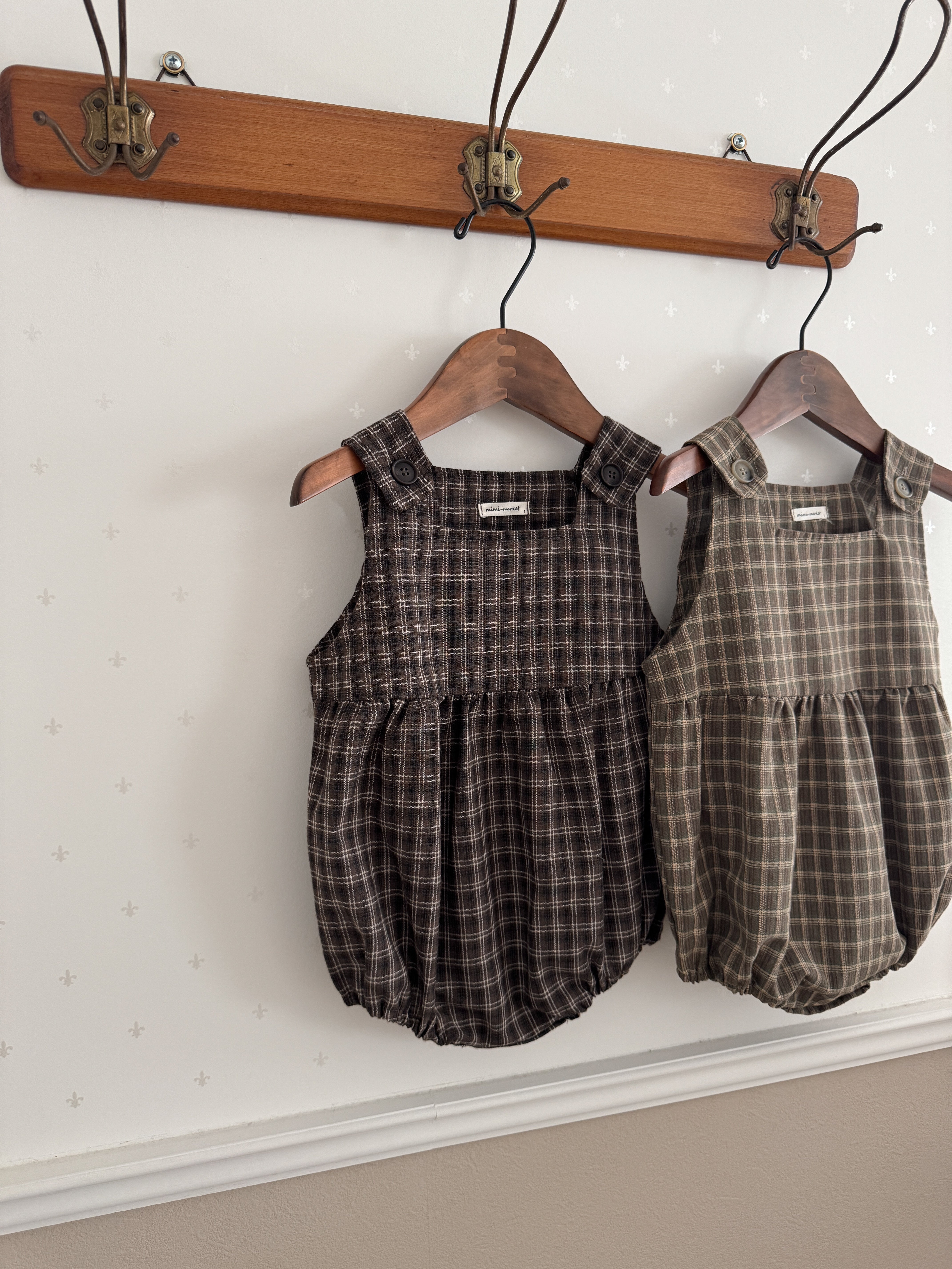 Check suspender rompers