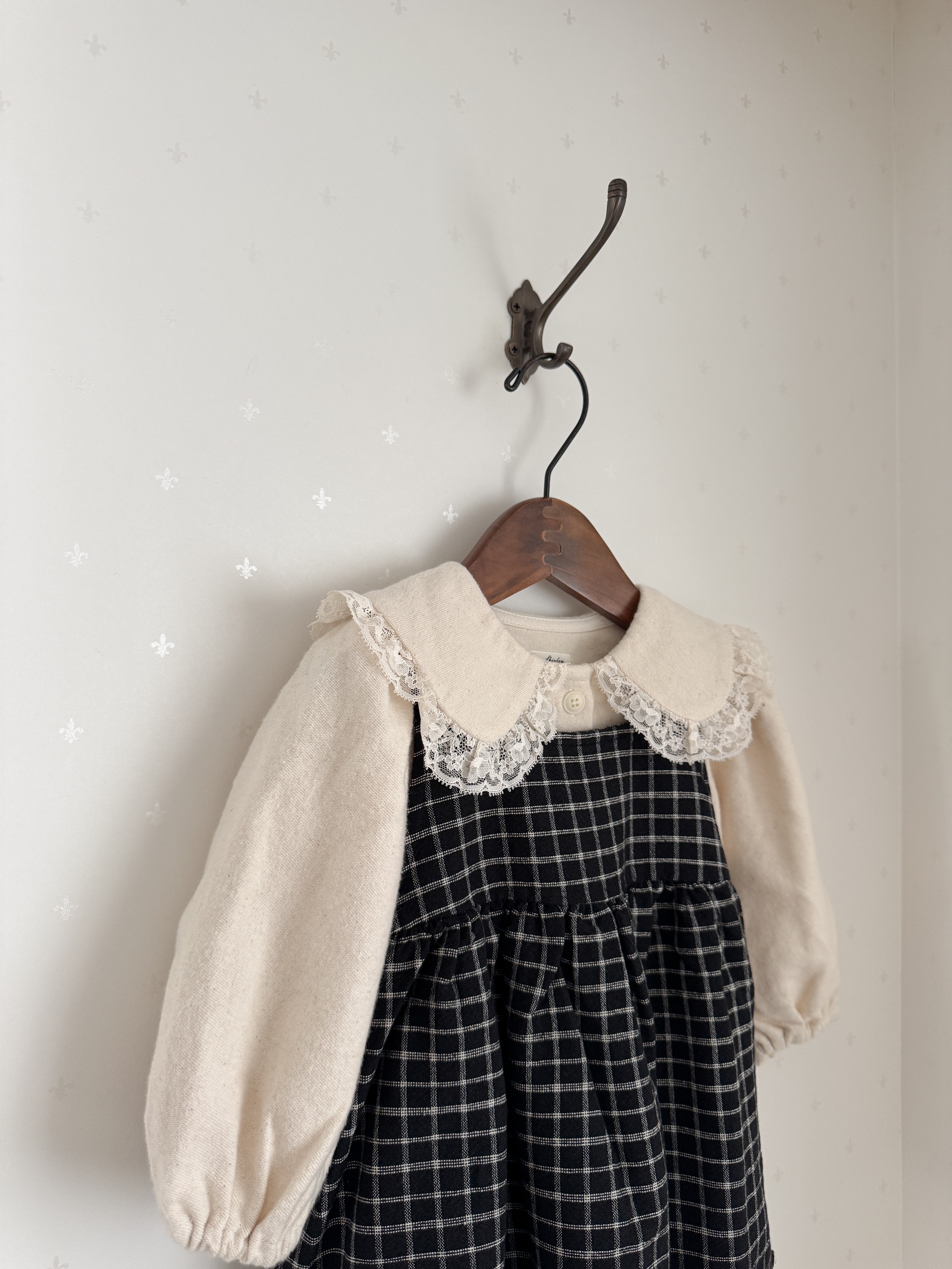 Check frill one-piece
