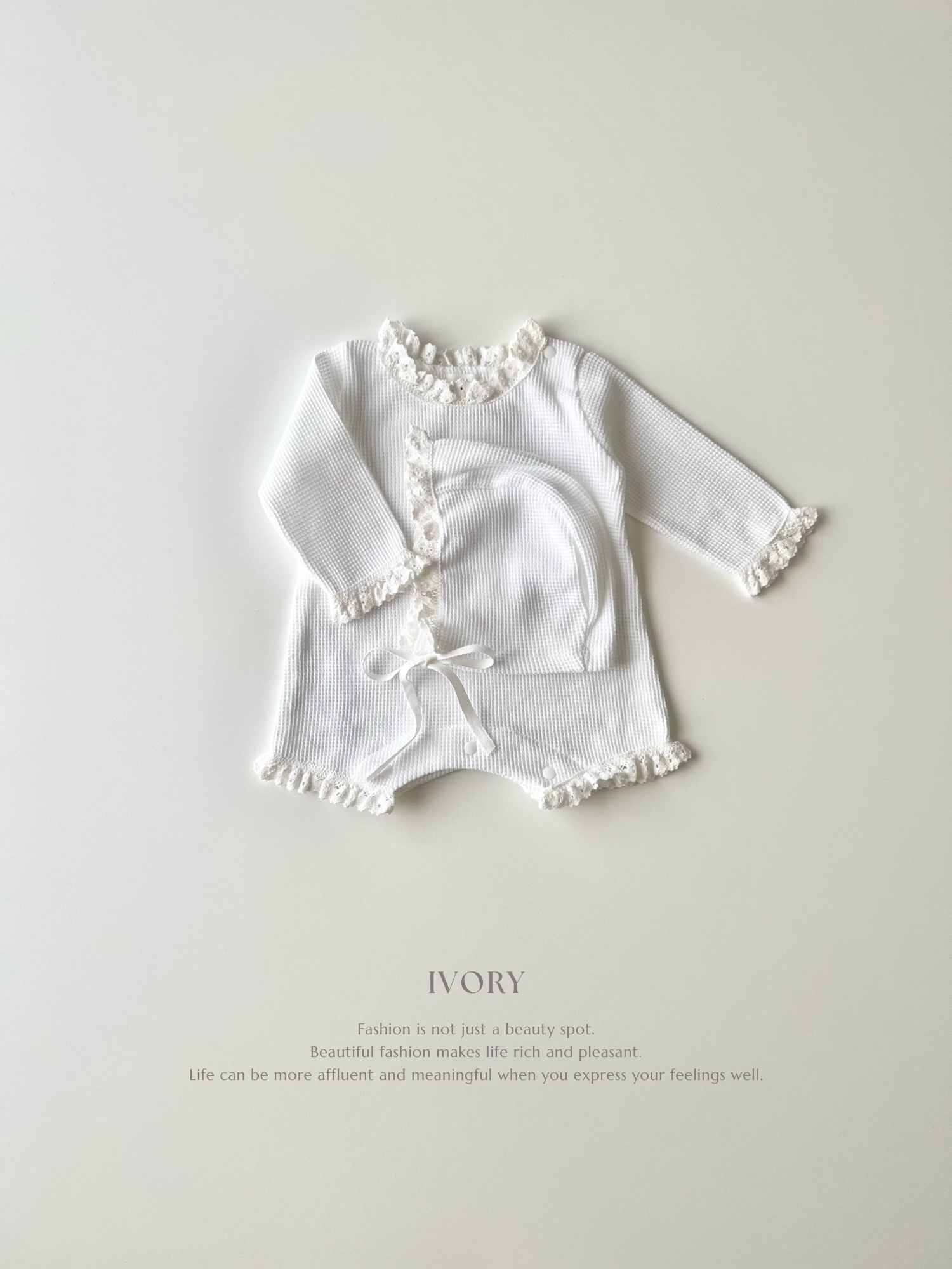 Waffle lace rompers
