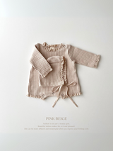 warm waffle lace rompers set