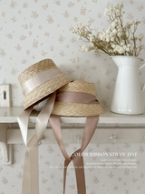 Color ribbon straw hat