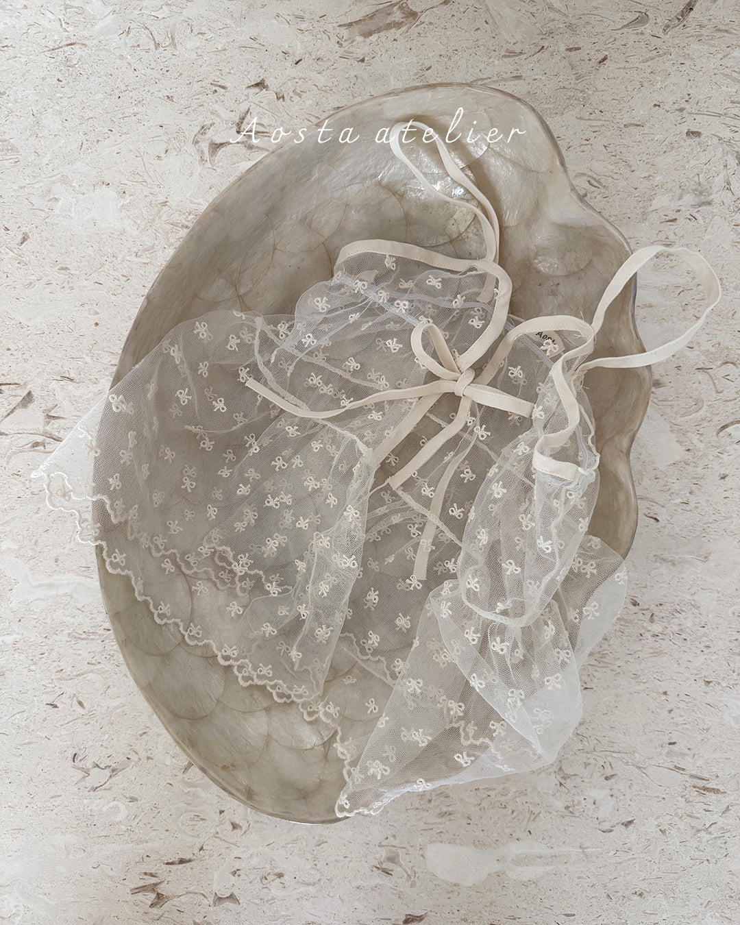 ［Aosta］Lace Ribbon Open Dress