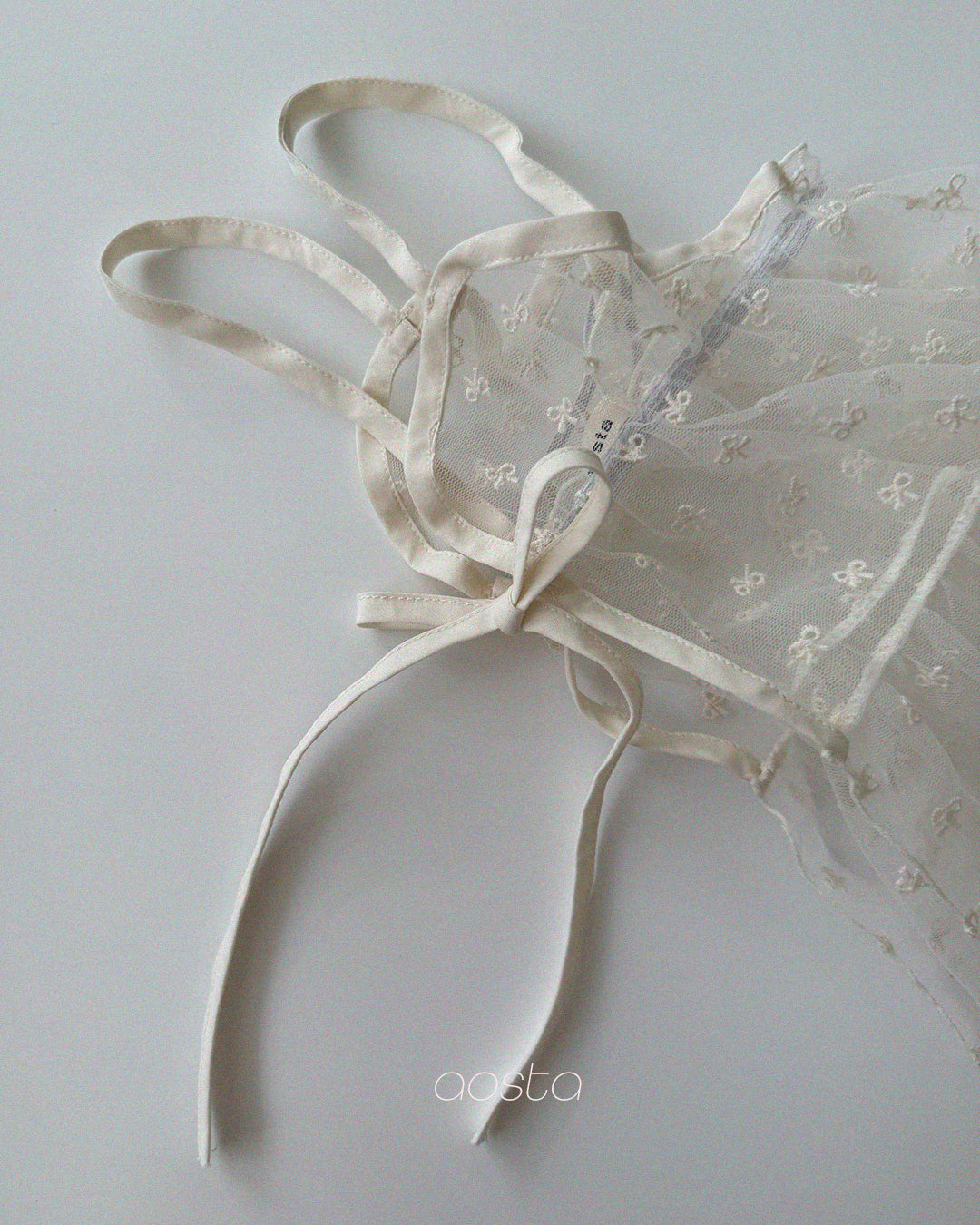 ［Aosta］Lace Ribbon Open Dress