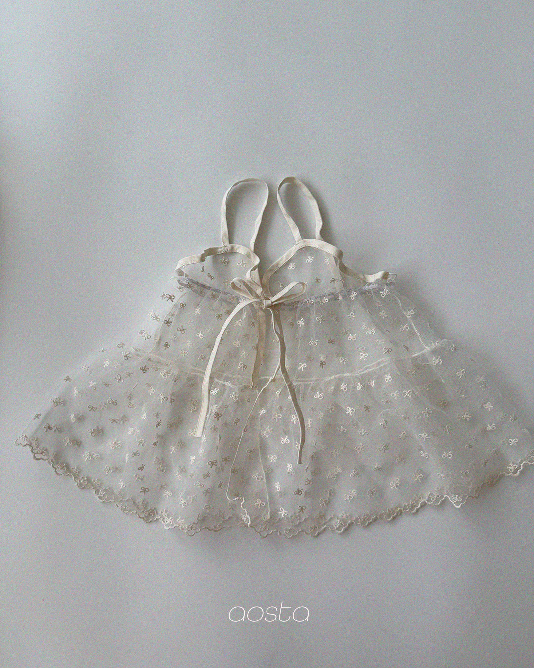 ［Aosta］Lace Ribbon Open Dress