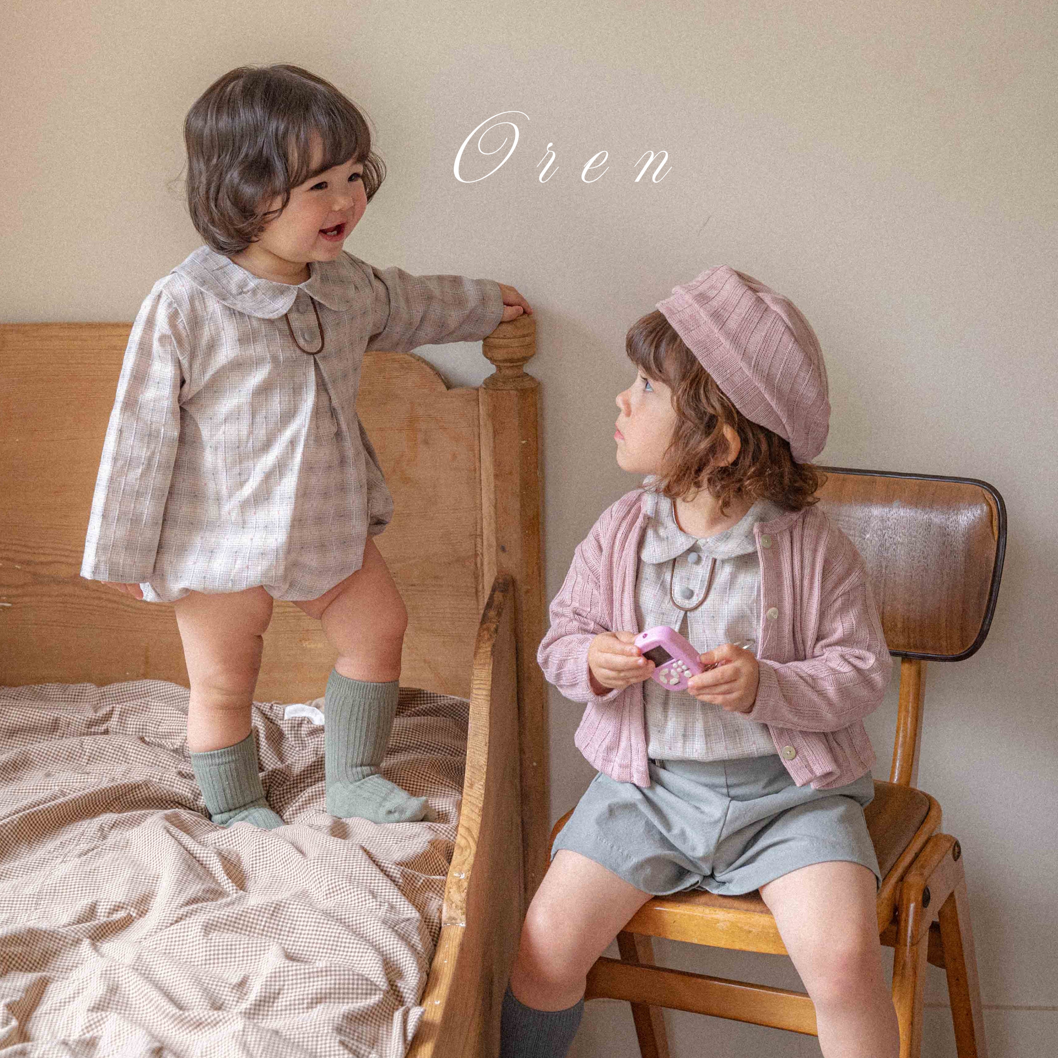 ［OREN］Leandre check rompers