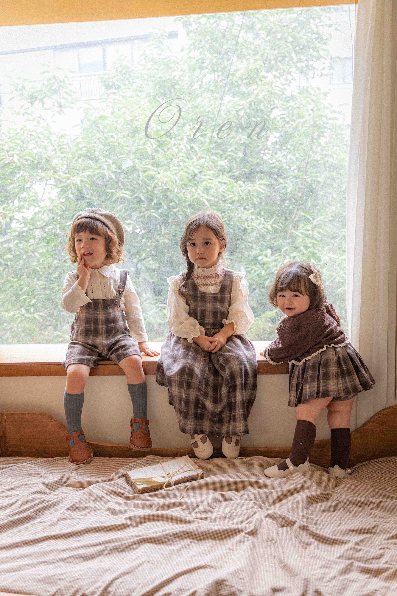 ［OREN］Noirjette check one-piece (kids)