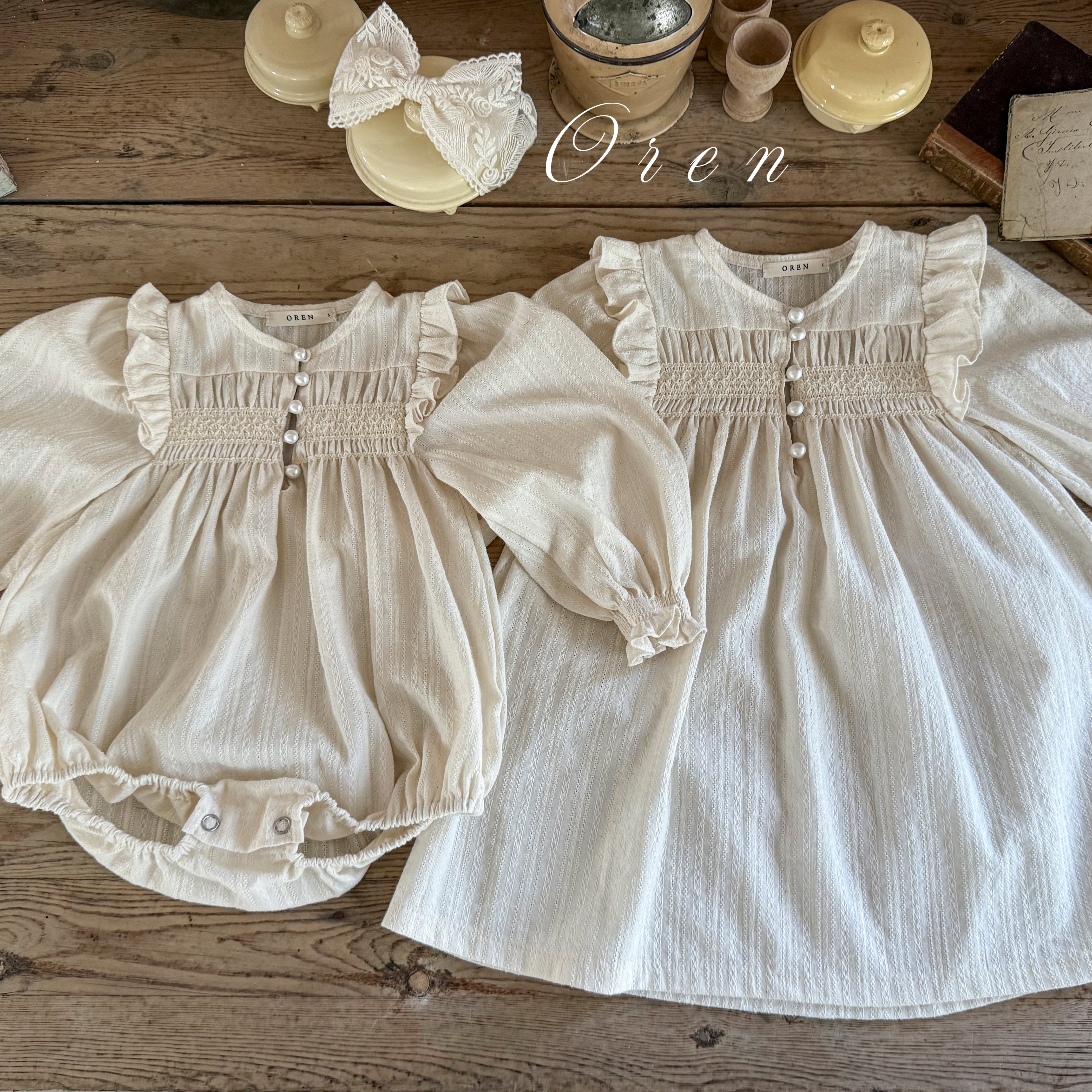 ［OREN］Miel smocking rompers