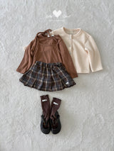 ［Lala land］Eve check pleats skirt