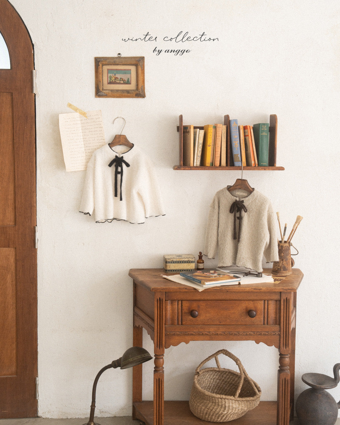 ［anggo］Latte ribbon tops