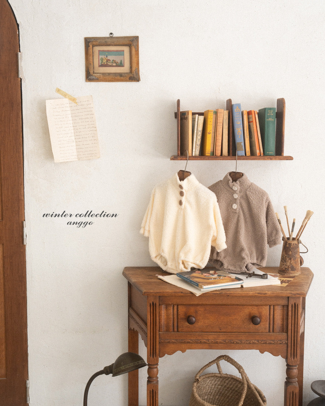 ［anggo］Cream button rompers