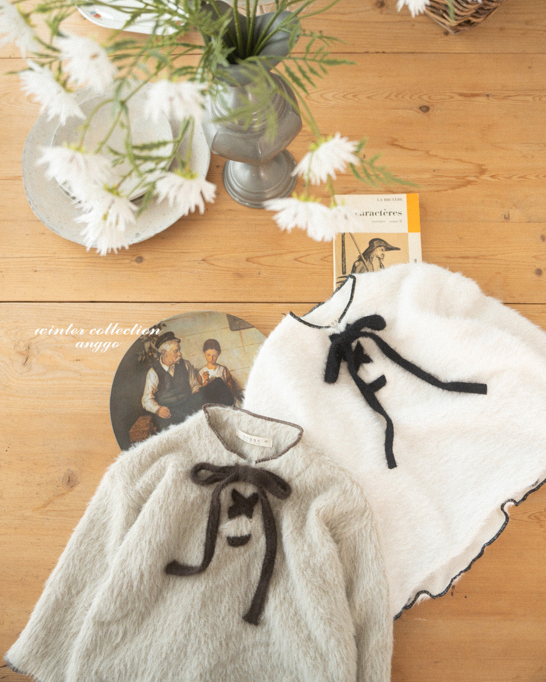 ［anggo］Latte ribbon tops