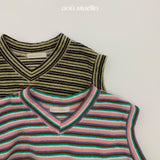 ［aou studio］Kiko stripe vest