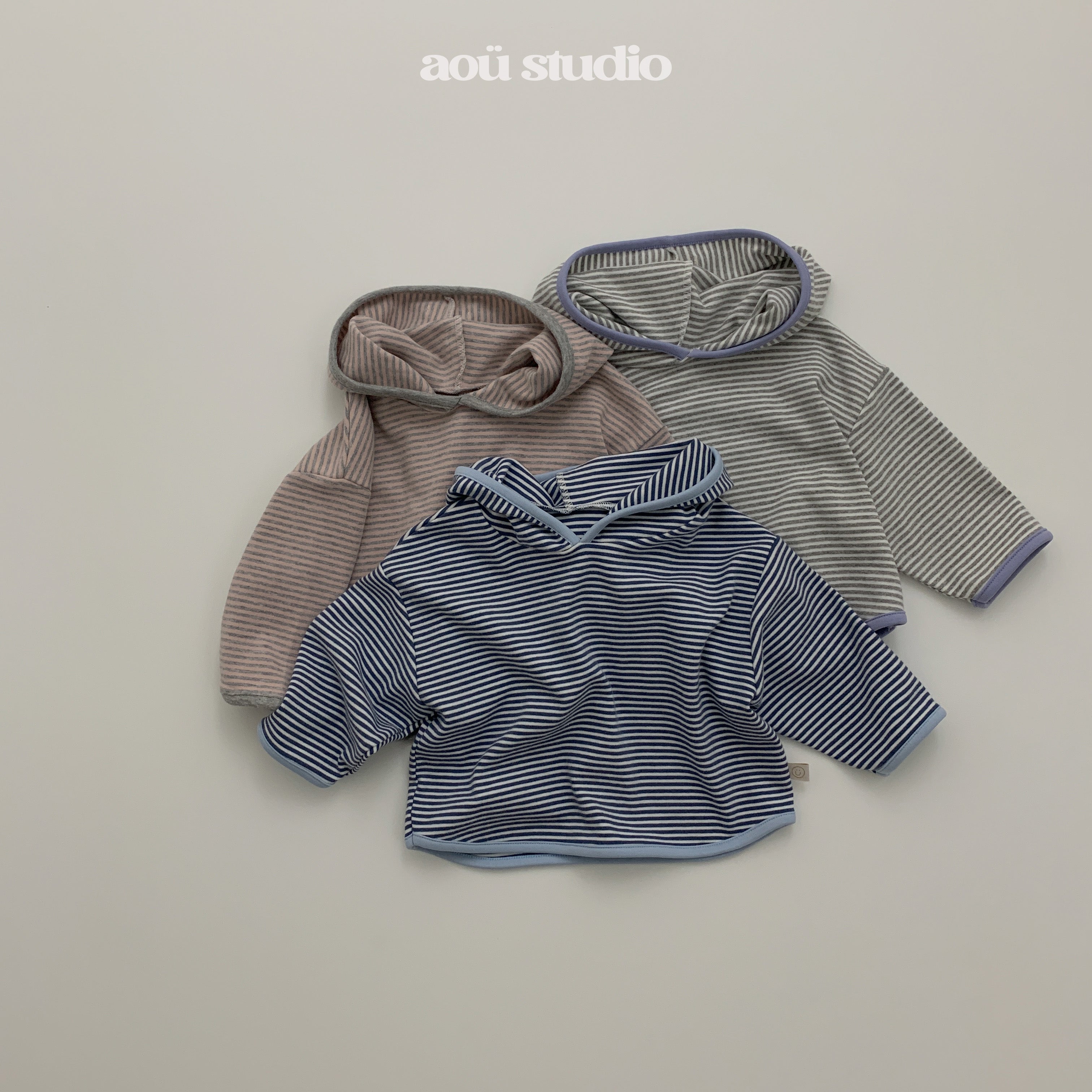 ［aou studio］Caramel stripe hoodie