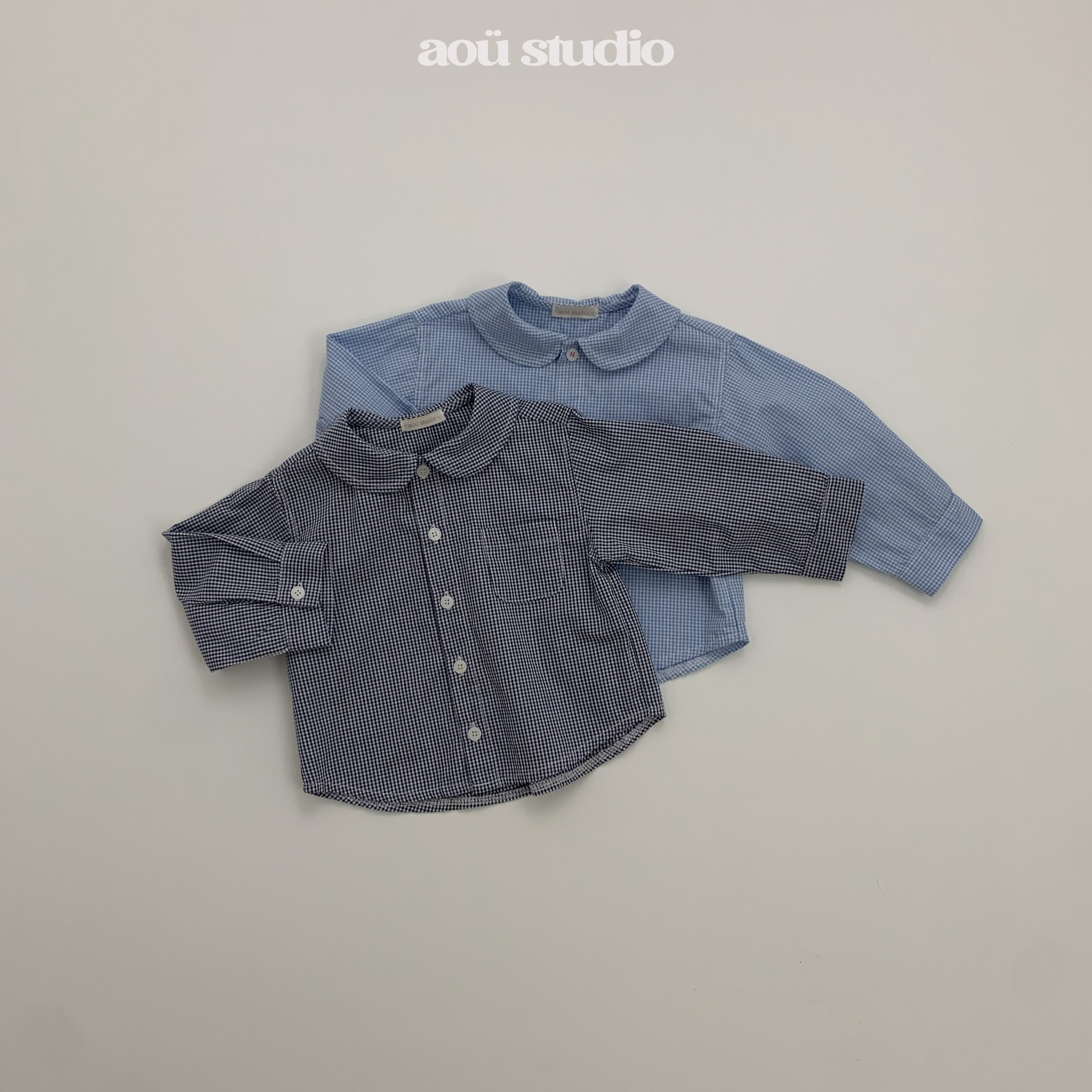 ［aou studio］Kumo collar check shirt