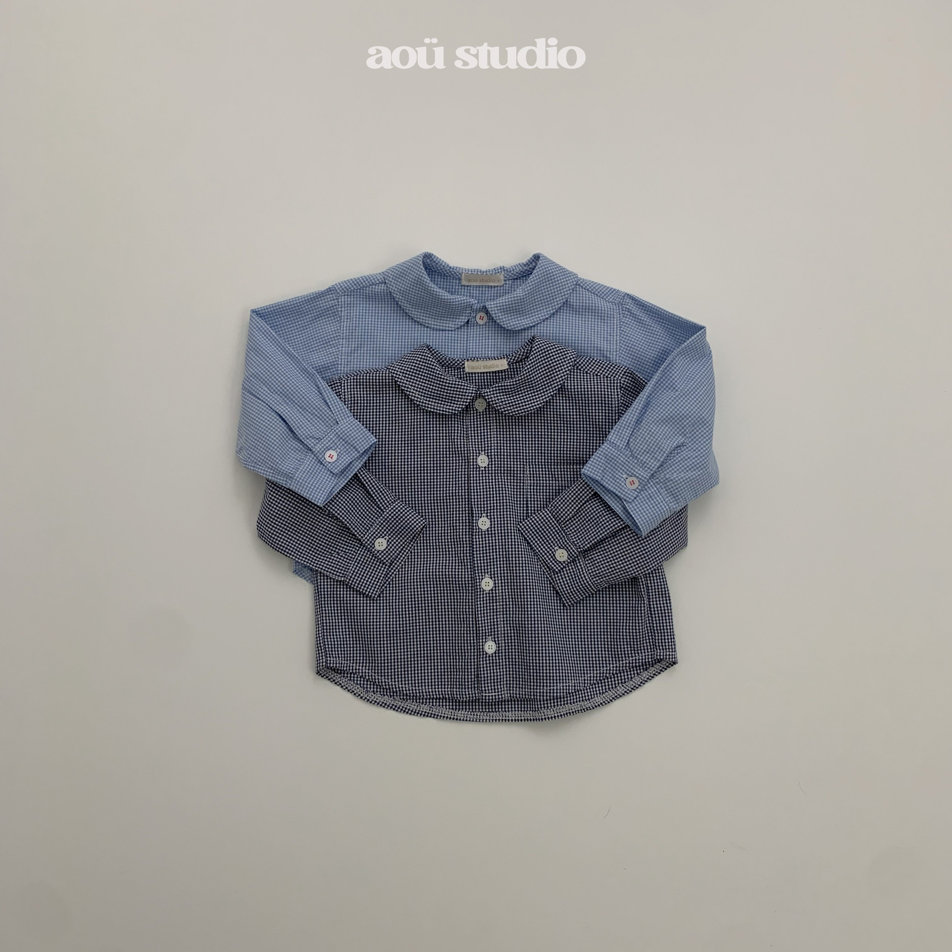 ［aou studio］Kumo collar check shirt