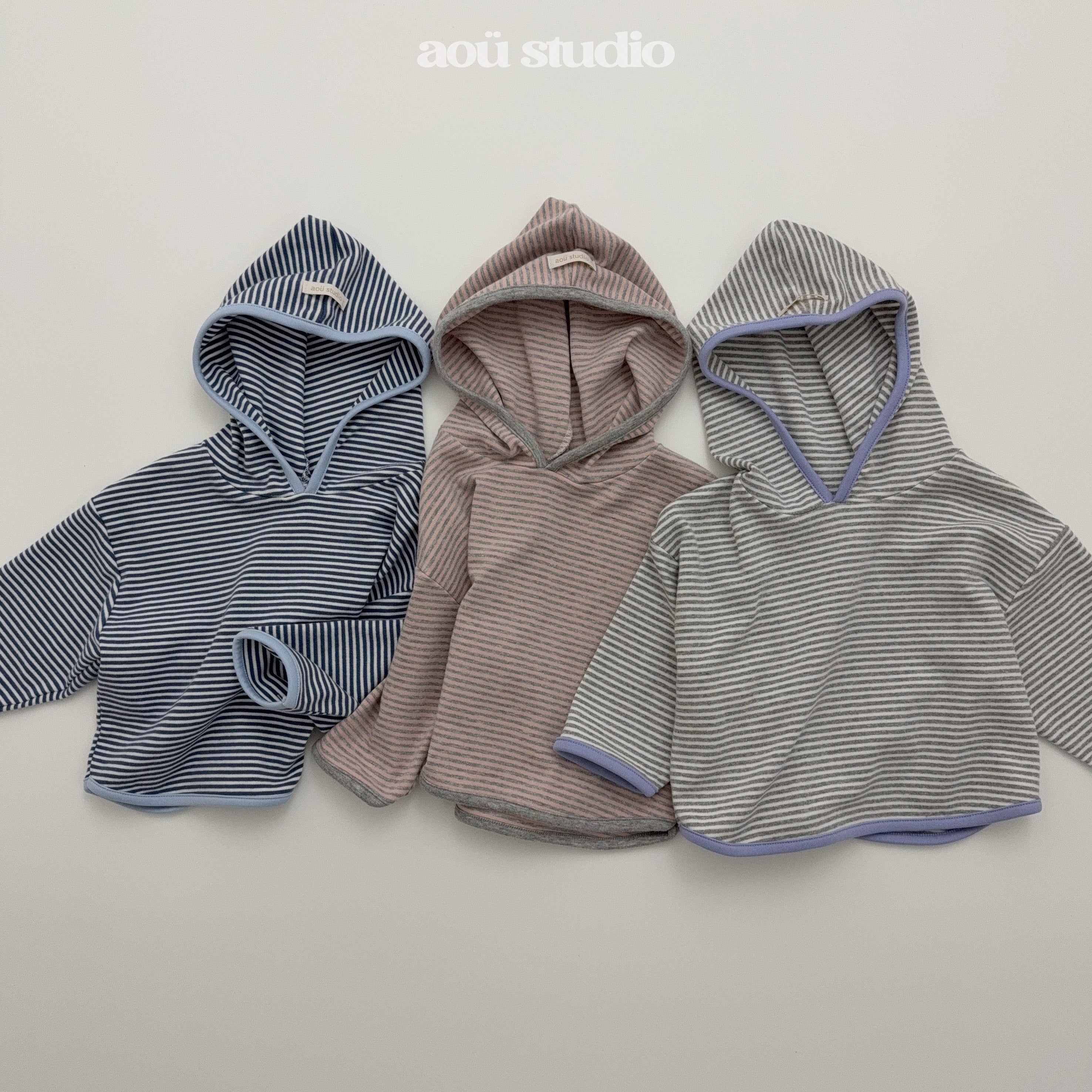［aou studio］Caramel stripe hoodie