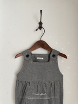 Mini check suspender rompers
