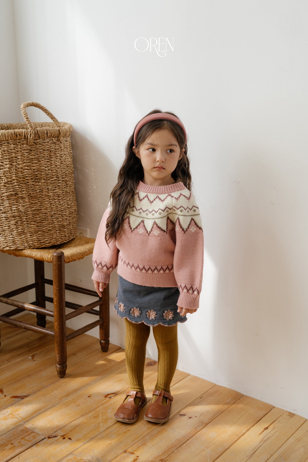 [OREN] Marron cable tights
