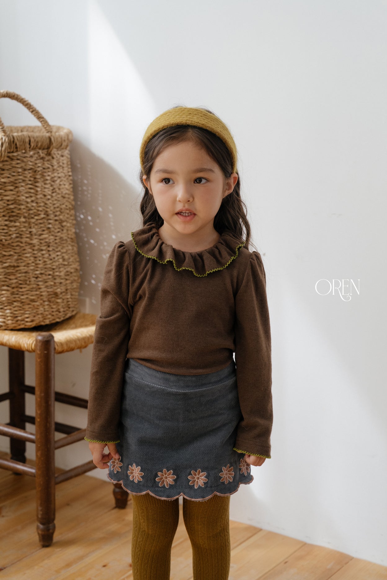 [OREN] Bella embroidery culotte pants