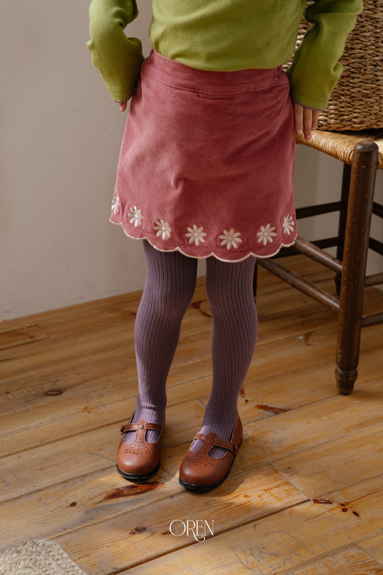 [OREN] Bella embroidery culotte pants